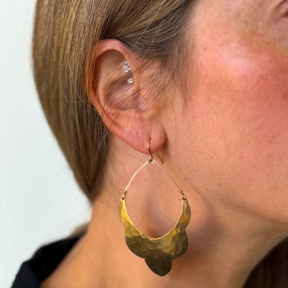 Hammered Gold Dangle Earrings - image 1